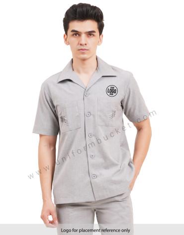 male light grey  safari shirt  with half sleeve & back slit