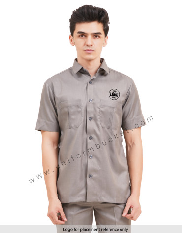 male safari shirt in grey color with half sleeve