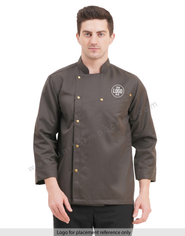 male timber green chef coat with front cross over joint pocket