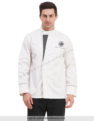 MALE WHITE CHEF COAT WITH ZEBRA PATTERN  PATCH