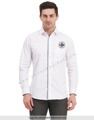 male white shirt with huy grey piping full sleeve