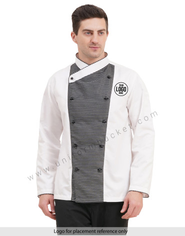 male white & Zebra Pattern  chef coat with  front removable buttons
