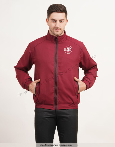 MALE WINTER MAROON  JACKET WITH FRONT & POCKET ZIP