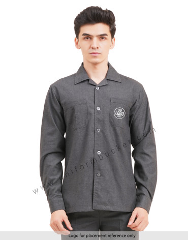 Male Worsted Grey  safari shirt with full sleeve & back slit