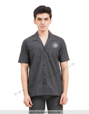 Male Worsted Grey  safari shirt with half sleeve & back slit