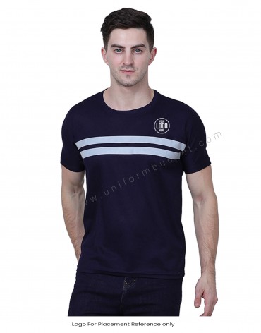 Navy Blue Double Stripe High Visibility T Shirt