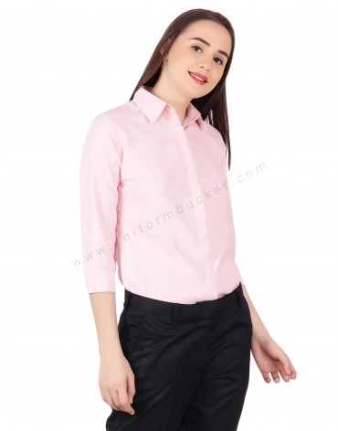 3/4th Sleeve Formal Pink Shirt