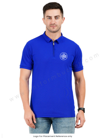 Royal blue zipper polo T-shirt