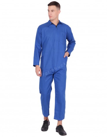 Sapphire blue Zipper Dungaree With Side Pockets