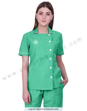 Square Neck Side Button Sea Green