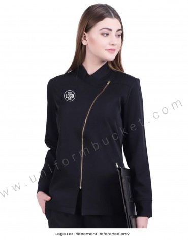 Side Zipper Stylish Black Top