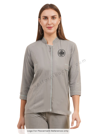 stylish grey top with front back joint  belt