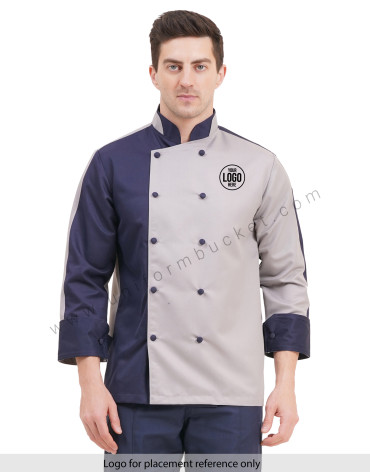 stylish male chef coat with 3/4 sleeve & two color  collar