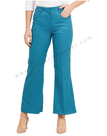 Teal Blue Bell Bottom trouser with closed pant pocket