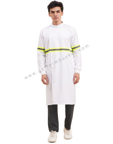white long unisex lab coat in full sleeve with consai