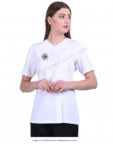 White Stylish Crossover Neck Tunic