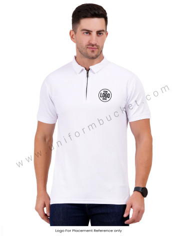 White zipper polo T-shirt